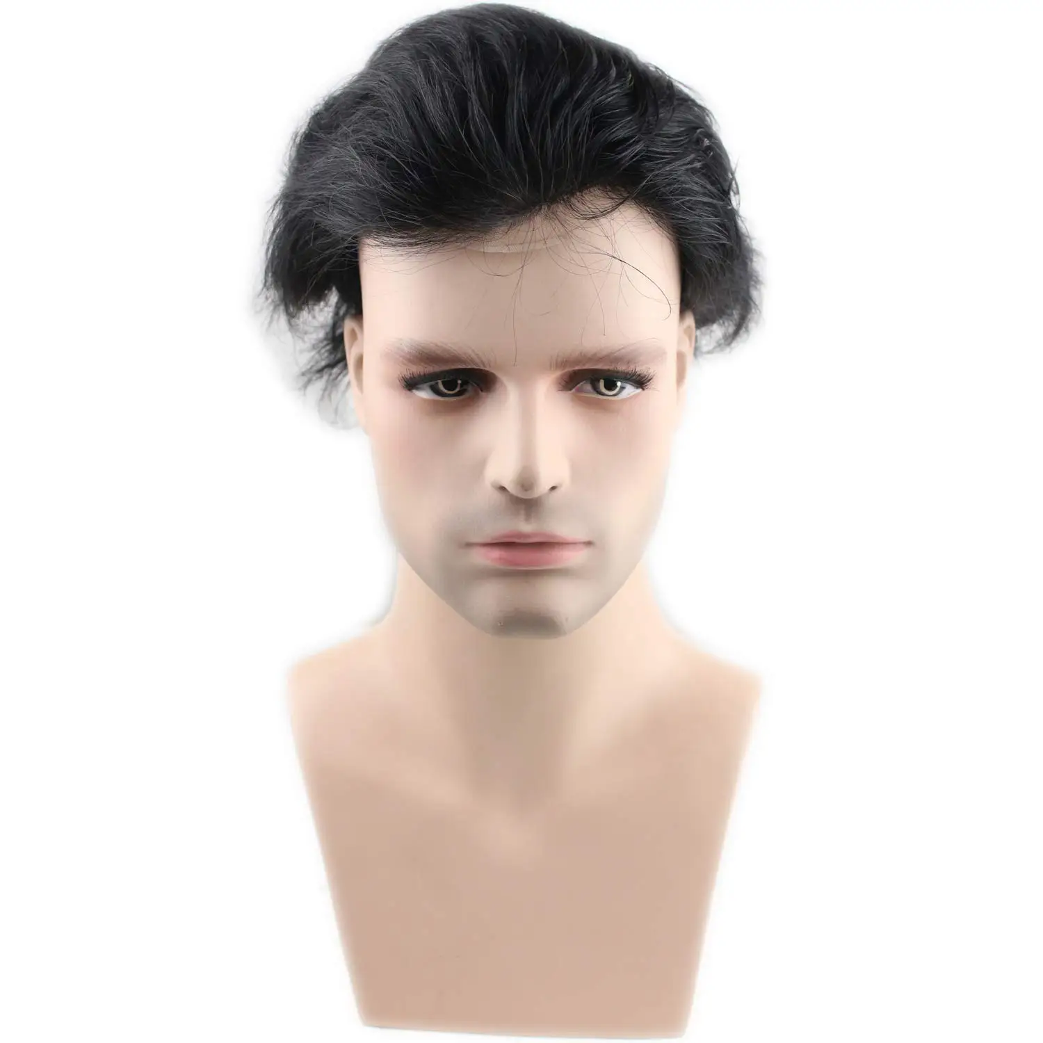 

Toupee for Men Human Hair Swiss Lace Front Natural Hairline Hair Pieces Men's Hair Replacement System8x10 Inches 1BNatural Black