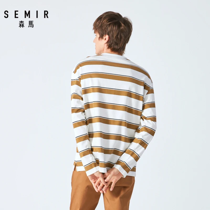 Мужская футболка с длинными рукавами SEMIR свободная в полоску для студентов осени