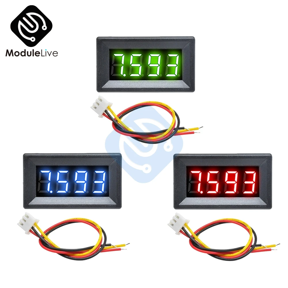 0.36 inch 0.36'' Mini Digital Voltmeter Volt Voltage Meter LED Panel Electric Voltage Tester 3 Wires 12V 24V 48V DC 0-100V 4 Bit