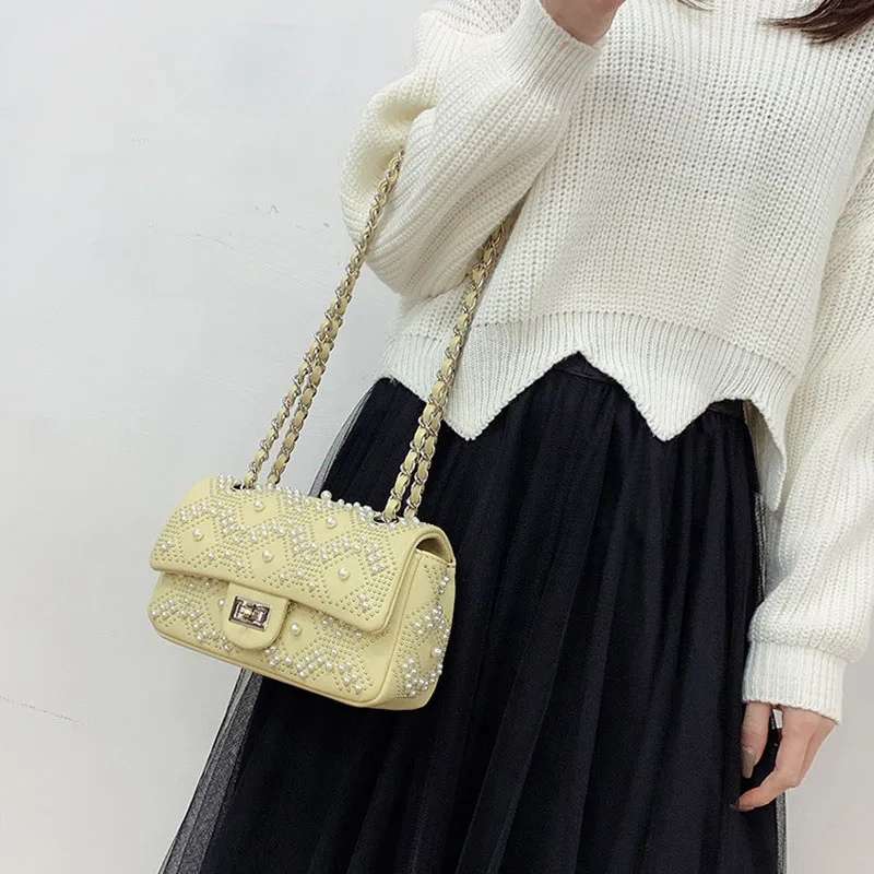 

Fashion Design Versatile Pearl Purse For Women Mini Casual Tote Shoulder Bag Luxury Ladies Handbag