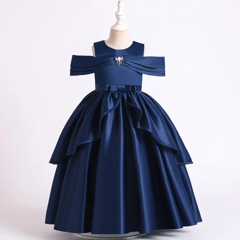 

Girls Dress Summer Satin Clothes Kids Dress For Girls Wedding Party Princess Dress Teenager Children Clothing vestidos 8 14 Year