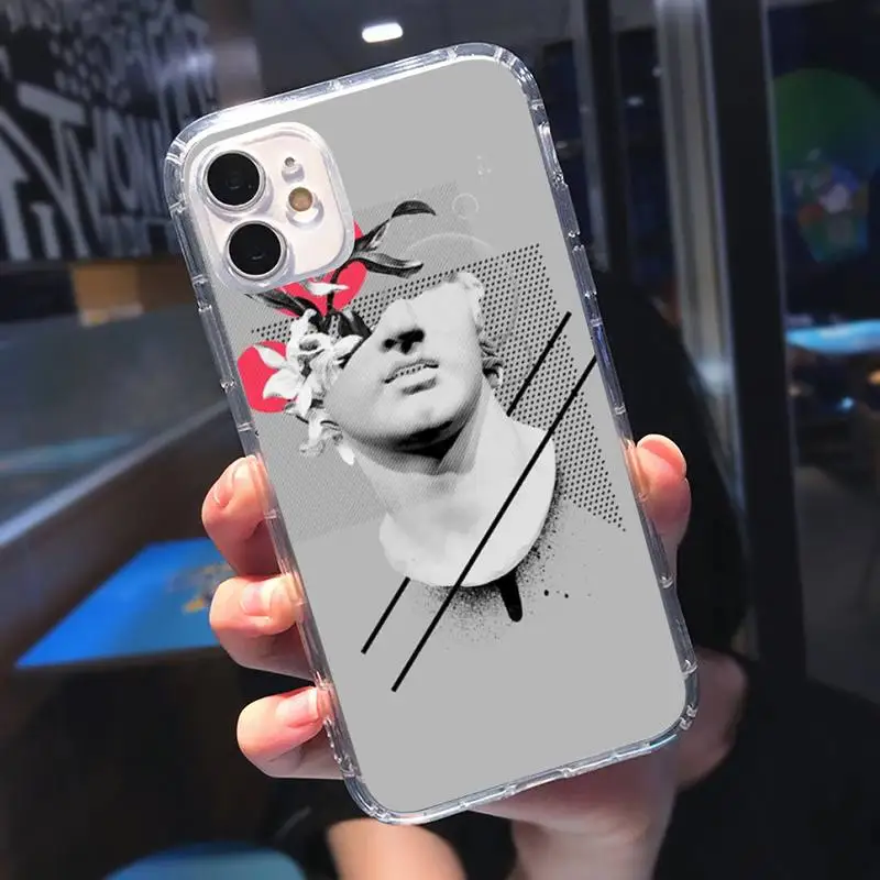 

Statue Abstract Art David Medusa Phone Case Transparent for iPhone 11 12 mini pro XS MAX 8 7 6 6S Plus X 5S SE 2020 XR
