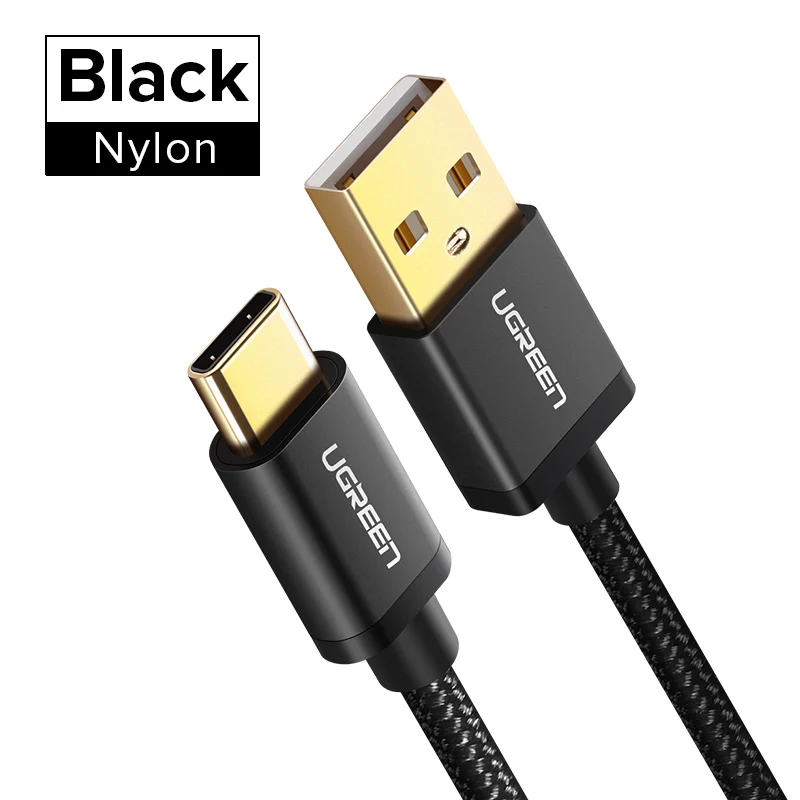 Nylon Black Ugreen usb type C кабель USB C кабель передачи данных для быстрой зарядки для samsung Galaxy S9 S8 Plus мобильный телефон зарядное устройство кабель для Xiaomi Mi 8 - Цвет: Nylon Black