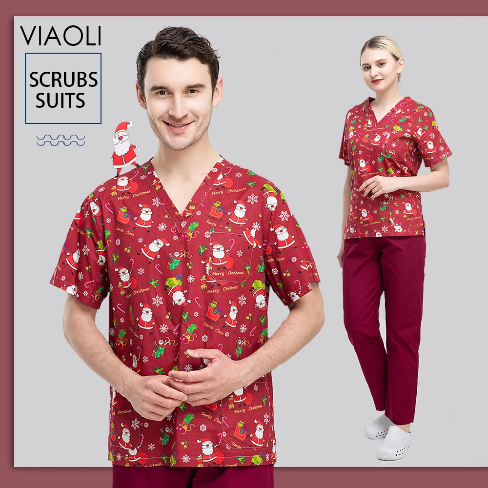 

100% Cotton Medical Surgical Doctor Nursing Scrubs Tops Dental Hospital Beauty Salon Lab Spa Working Comfortable Medical Clothes