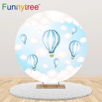 funnytree round backdrop cover hot air balloon baby shower baptism sky cloud child birthday party custom background photophone