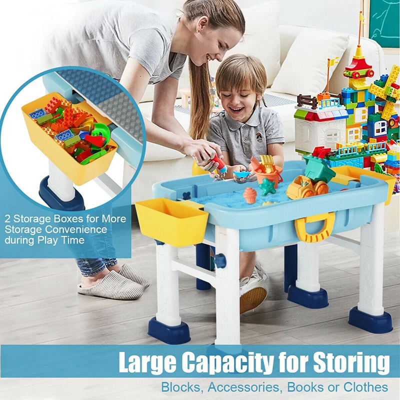 6 In 1 Kids Activity Table Chair Set 3 Heights Adjustable Safe ABS Materials Learning Multifunction Children Furniture Sets |