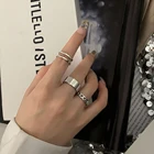Набор Колец AENSOA в стиле панк женский, кольцо из металла, круглое ювелирное изделие серебристого цвета, индекс открытия 2021, хип-хопрок, аксессуары для пальцев