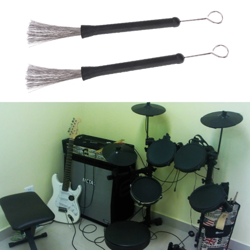 

2Pc Retractable Loop Drum Brushes For Jazz Drum Stick Musical Accessories End 87HF