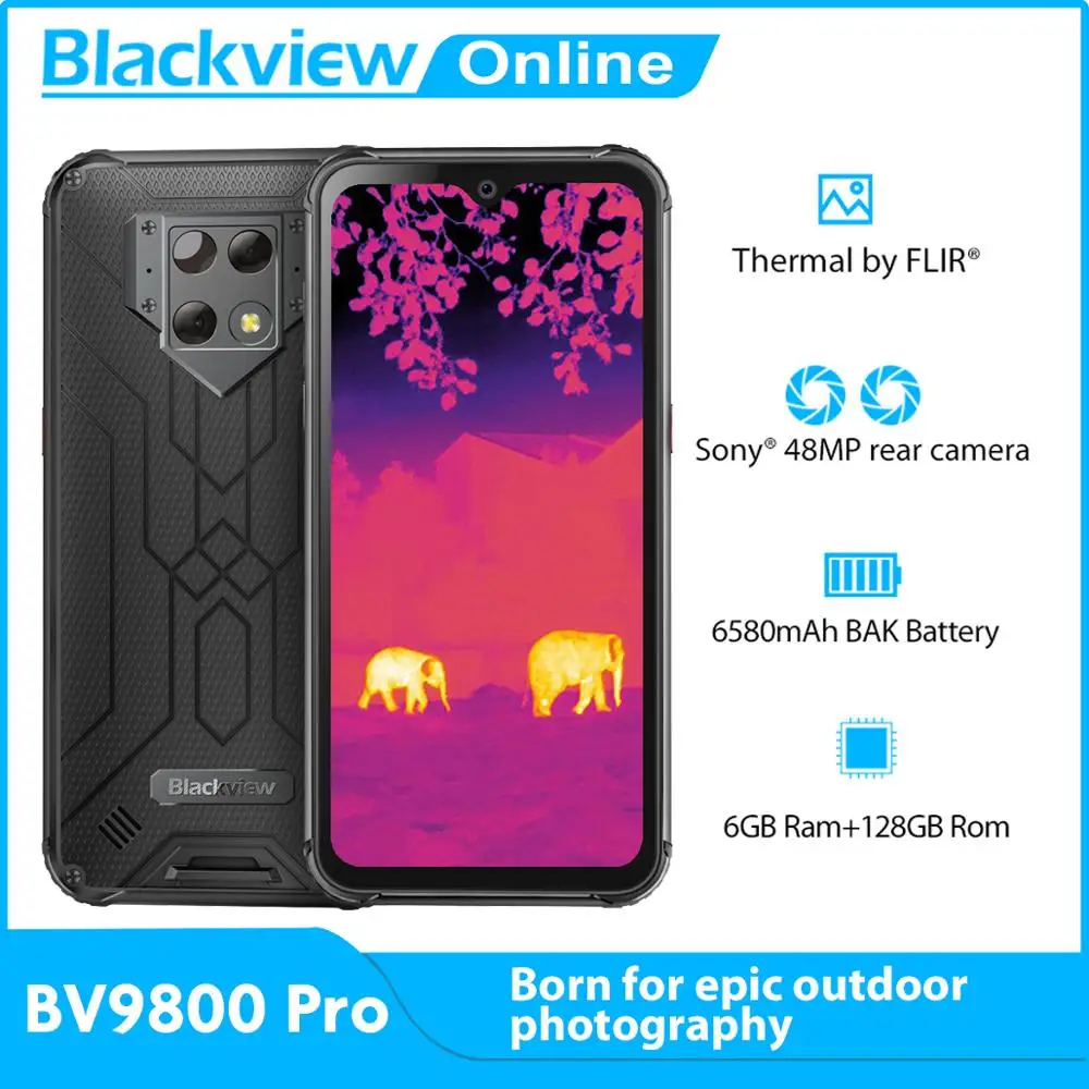 

Blackview BV9800 Pro Thermal Imaging Smartphone 48MP Waterproof P70 6580mAh Android 9.0 6GB+128GB Wireless Charge Rugged Phone