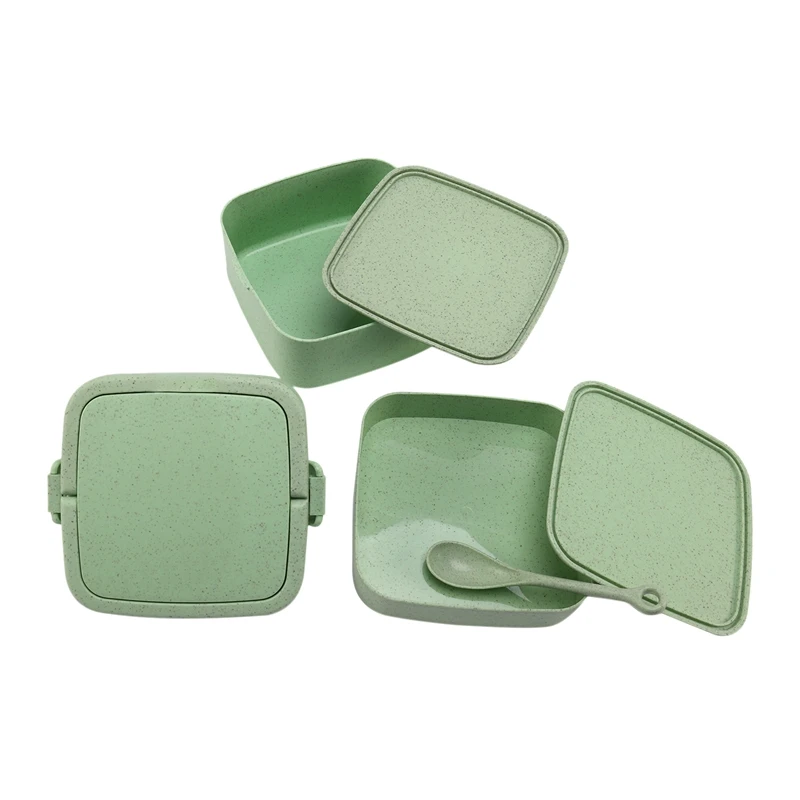 

Environmentally Friendly Wheat Straw Lunch Box Double Grid Student Portable Lunch Lunch Box Sealed Lunch Box for Work