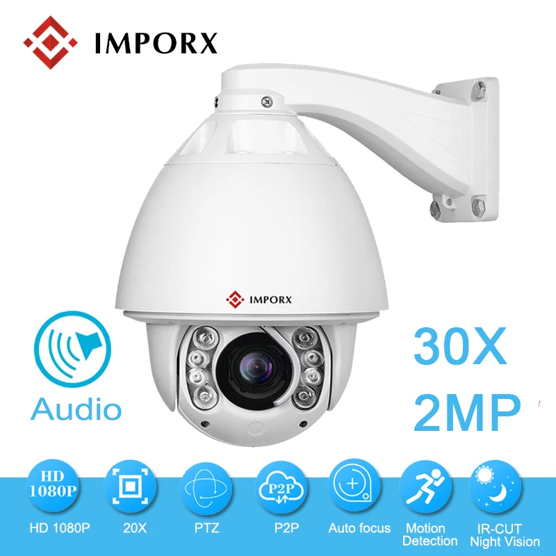 2 МП 1080P 30X сторонняя аудио автослежение PTZ IP камера 20X наружная Водонепроницаемая