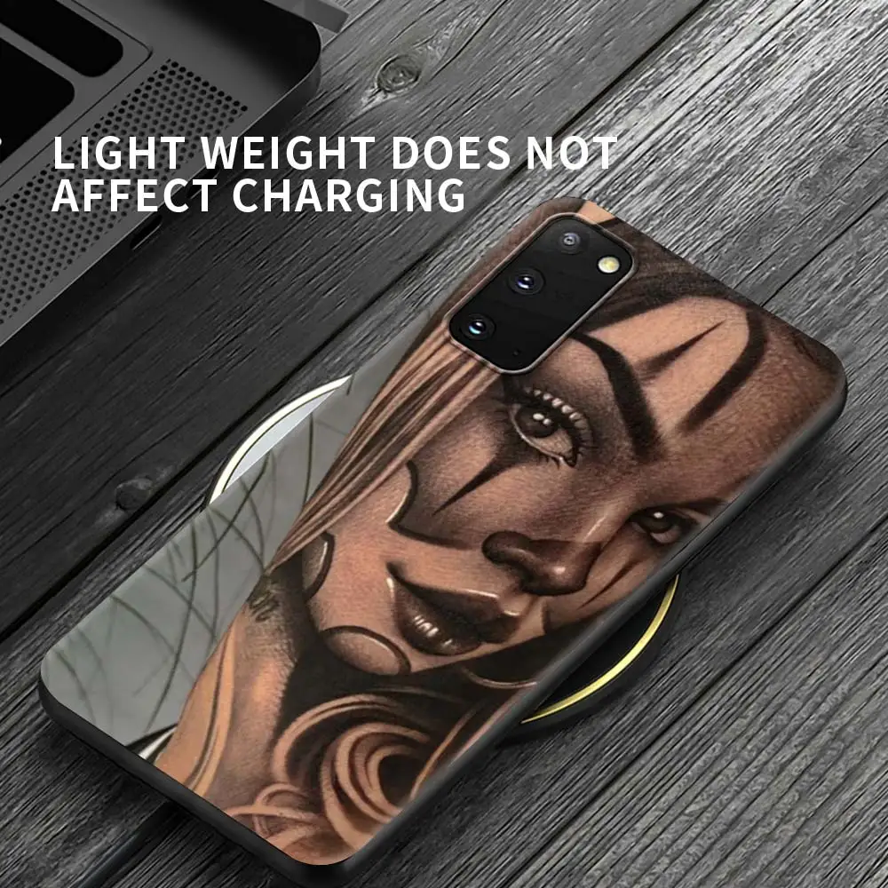 

Soft Case For Samsung Galaxy S21 S20 FE S10 S9 S8 Plus Note 10 20 Ultra 9 Black Phone Full Cover Cool Tattoo Girl
