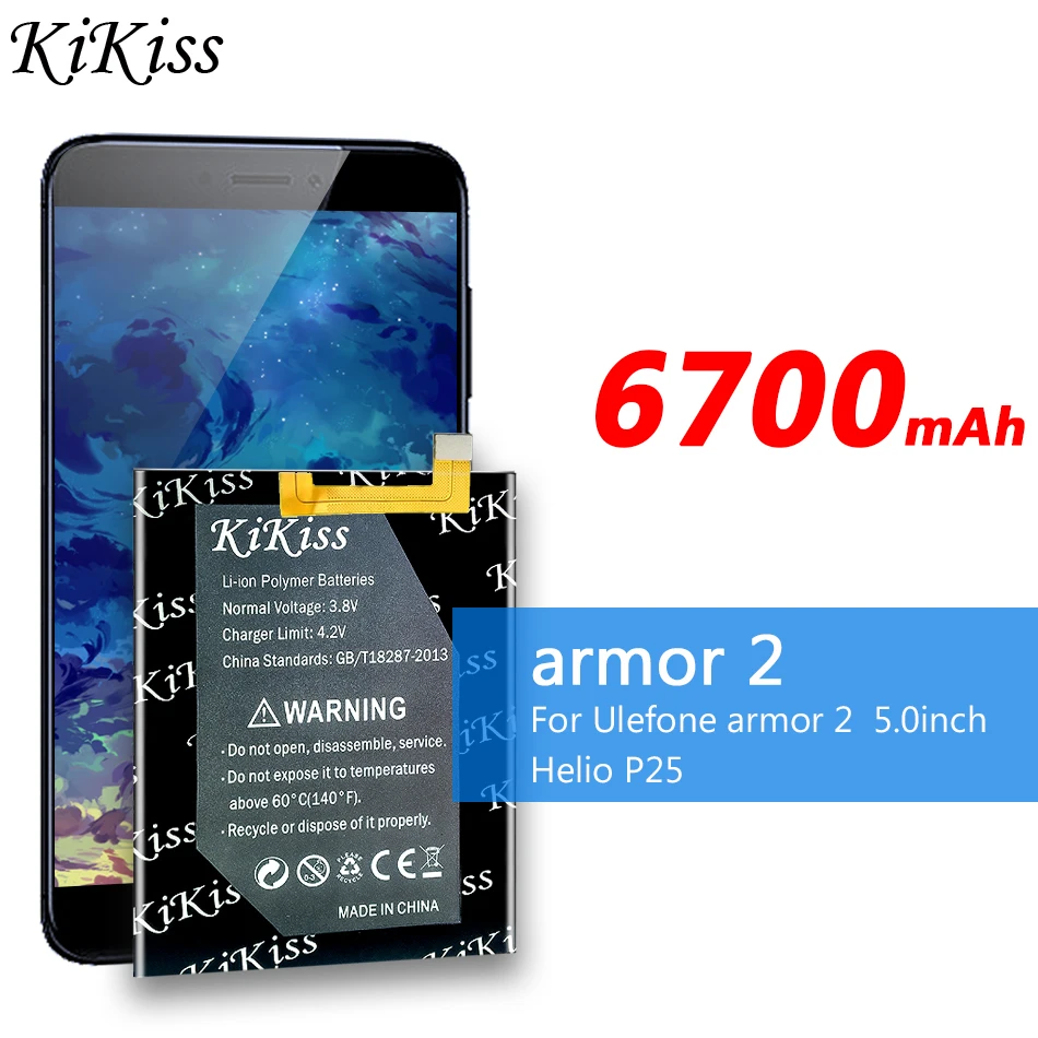 

6700mAh battery For Ulefone armor 2 battery 5.0inch Helio P25 battery Mobile Accessories +Tools