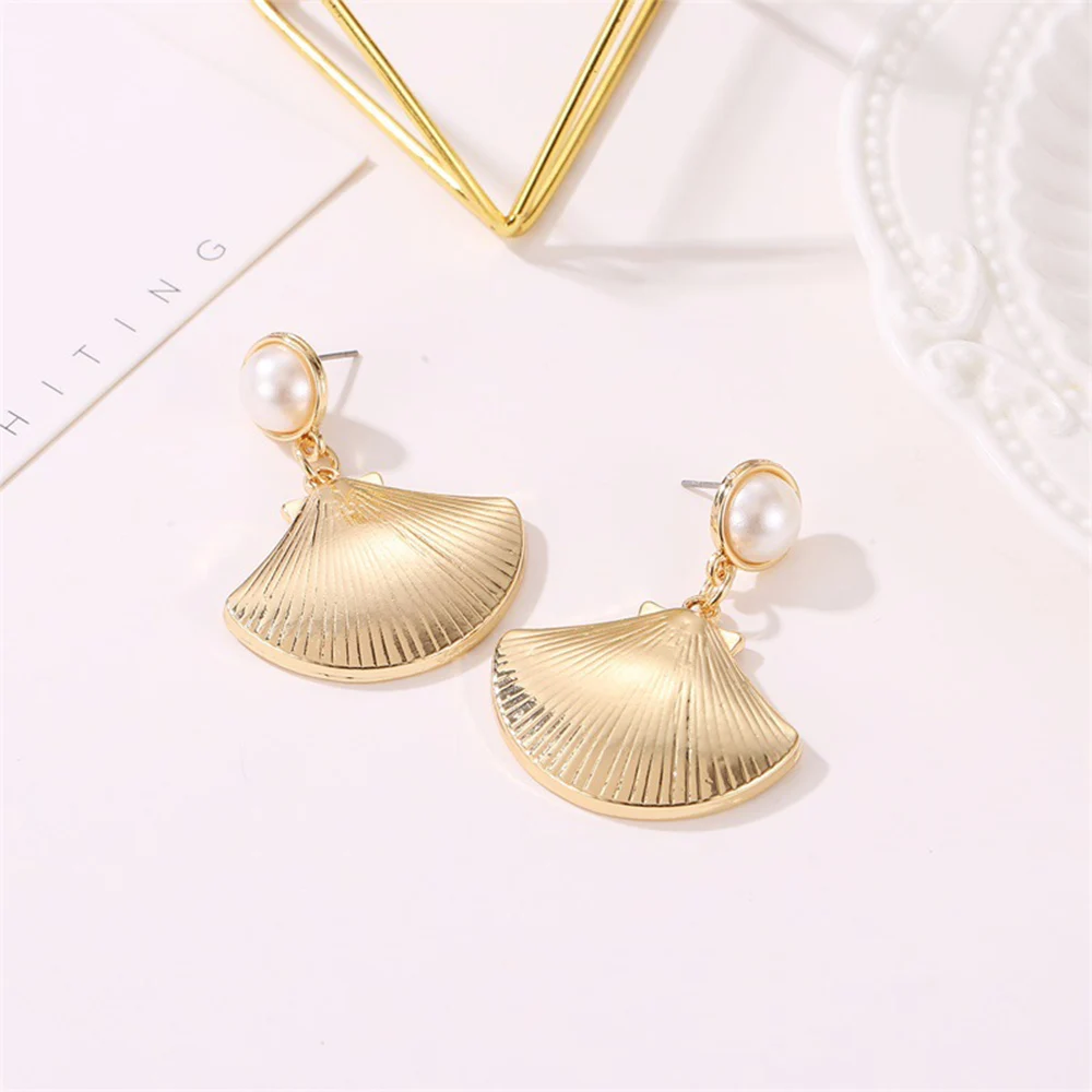 Bohemia Big Shell Drop Earrings For Women Personality Trendy Pearl Gold Dangle Fashion Jewelry Gifts Wholesale | Украшения и