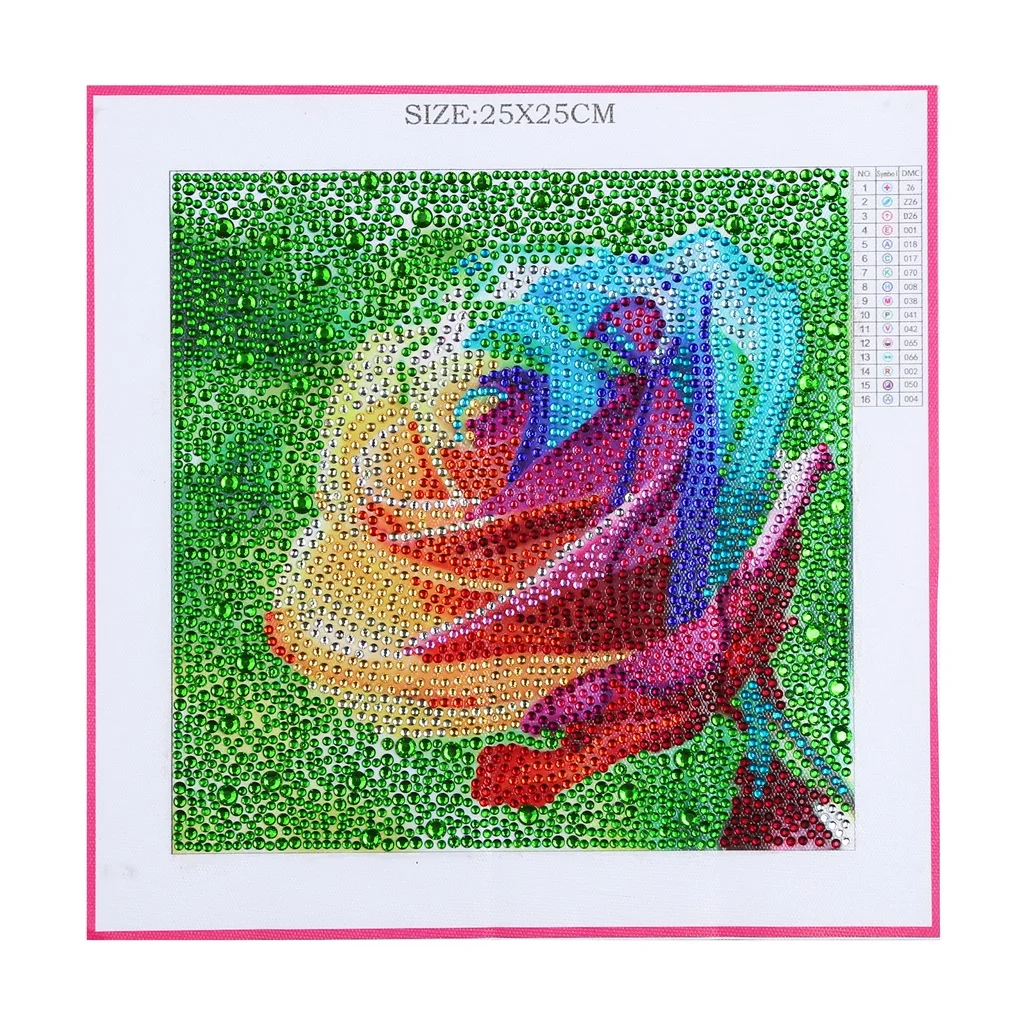 

Special Shaped Diamond Painting Colorful Rose Flower Pattern DIY 5D Partial Drill Cross Stitch Kits Crystal Arts Home Decor