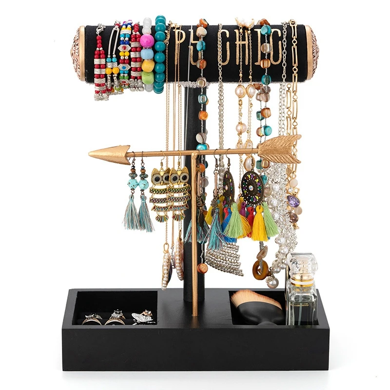 

Jewelry Box Solid Wood Earrings Bracelet Display Storage Rack Necklace Watch Display Props