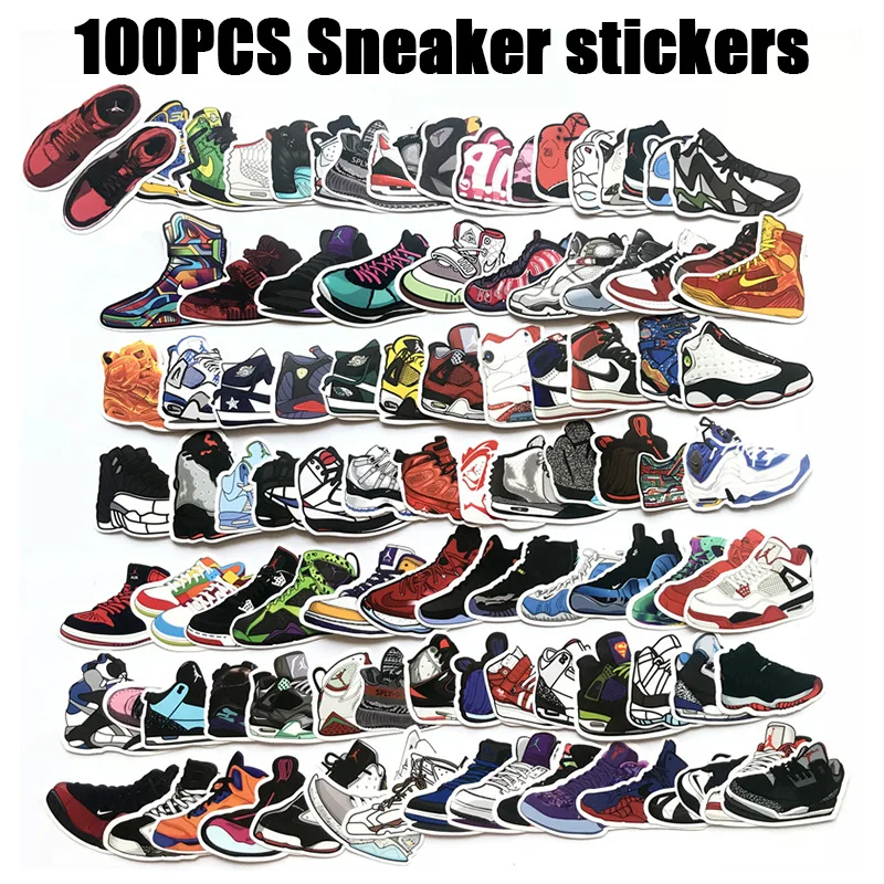 100 шт. Баскетбол наклейки кроссовки Водонепроницаемый Наклейки на стены