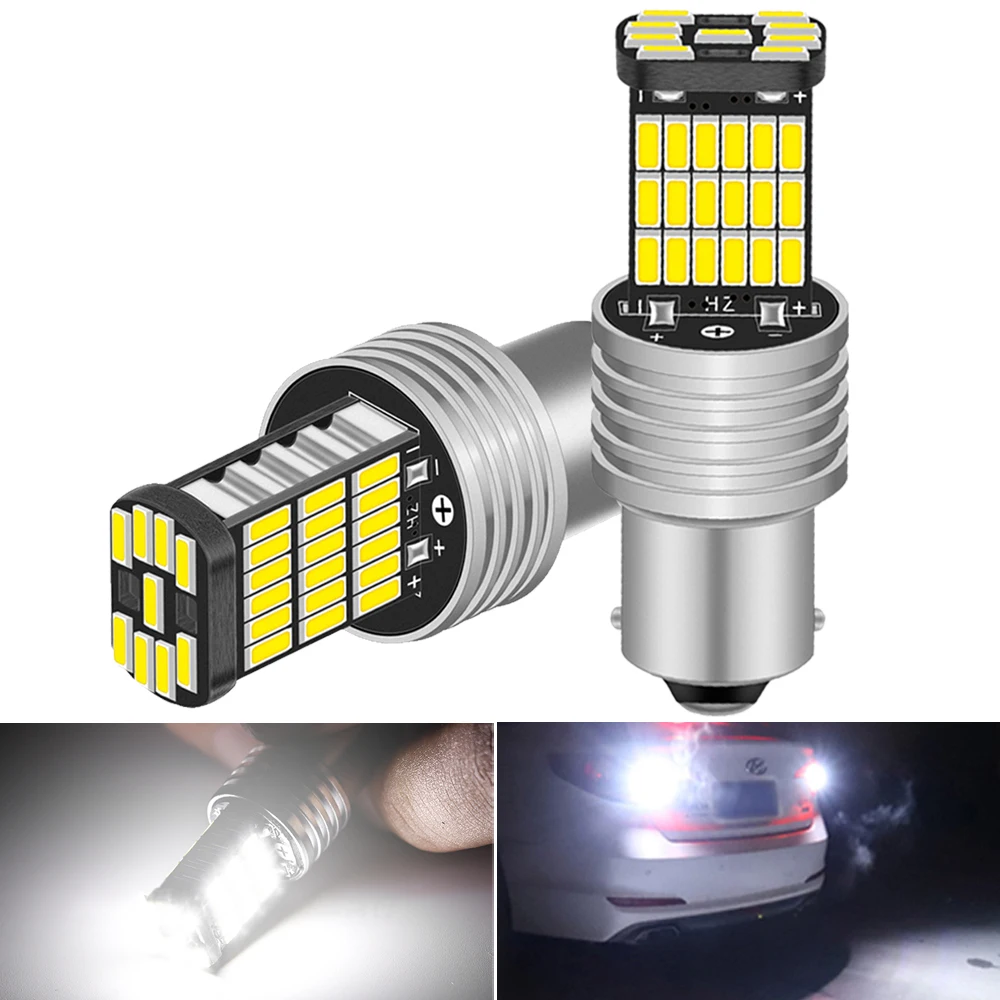 2x 1156 P21W BA15S Car LED Reverse Light Bulb Auto Backup Lamp For Renault Duster Megane 2 3 Logan Clio Fluence 4014 45SMD DRL
