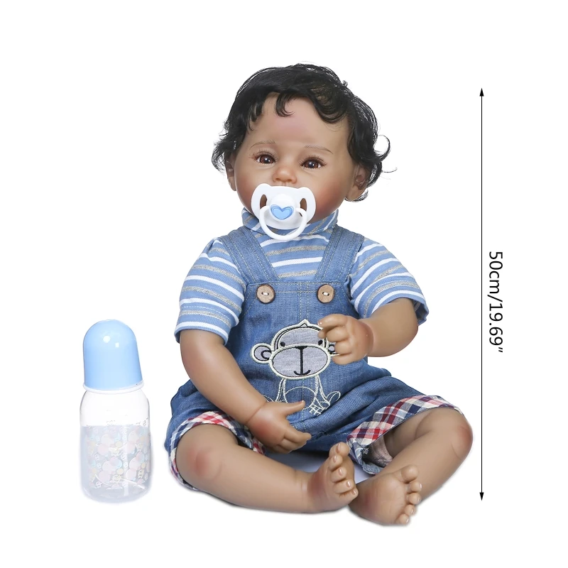 

50cm Realistic Doll Soft Body Vinyl Toddler Babies Lifelike Curly Boy Play Toy Birthday Christmas Gift