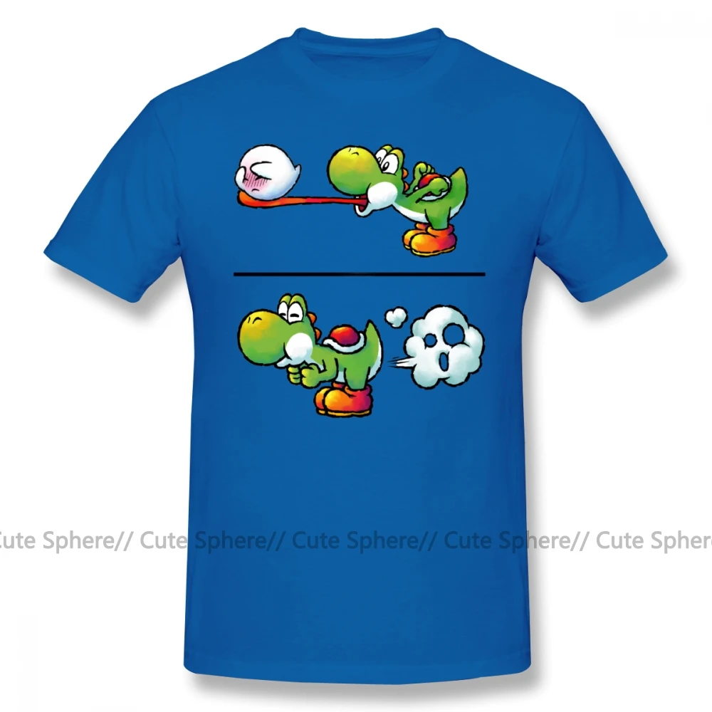 Футболка Super Smash Bros, Farting Yoshi, 100 хлопок, модная мужская футболка, 6xl, Милая футболка с коротким рукавом и принтом - Цвет: Blue