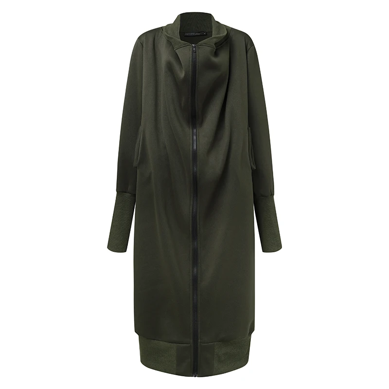 

Women Autumn Long Sleeve Sweatshirt Coats ZANZEA Fashion Winter Zipper Up Solid Jackets Plus Size Loose Hooded Casual Outwear