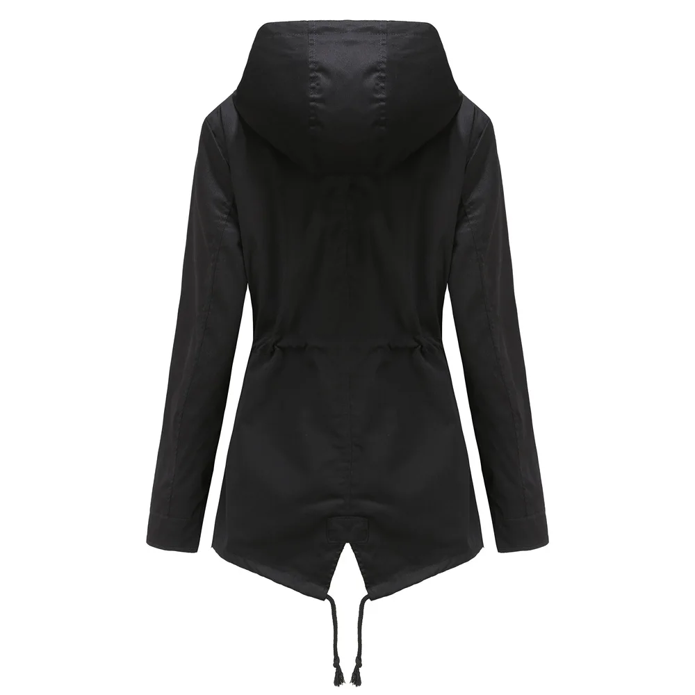 Осенний дождевик с капюшоном Женская Осенняя приталенная дождевая куртка на