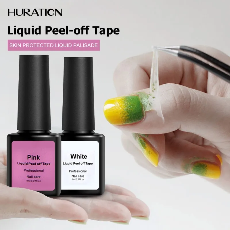 Гель лак Huration для ухода за кожей 8 мл розовая белая латексная пленка защиты от