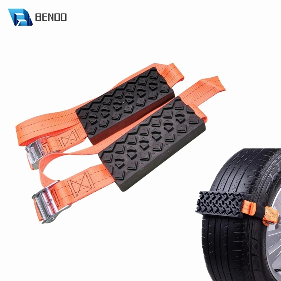 2/4 Packs Universal Rubber Strong Anti-Skid Car Tire Traction Blocks Snow Chains Emergency Mud Sand Tire Straps For Snow Mud Ice