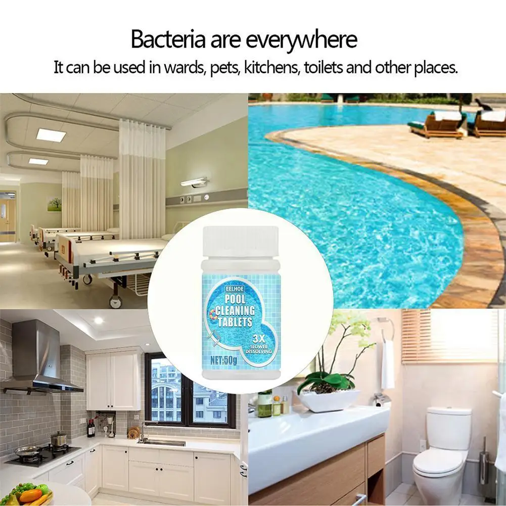 

50g Swimming Pool Cleaning Tablets Purify Water Disinfect Cleaners Effervescent Chlorine Toilet Instant Cleani Foaming M0y2