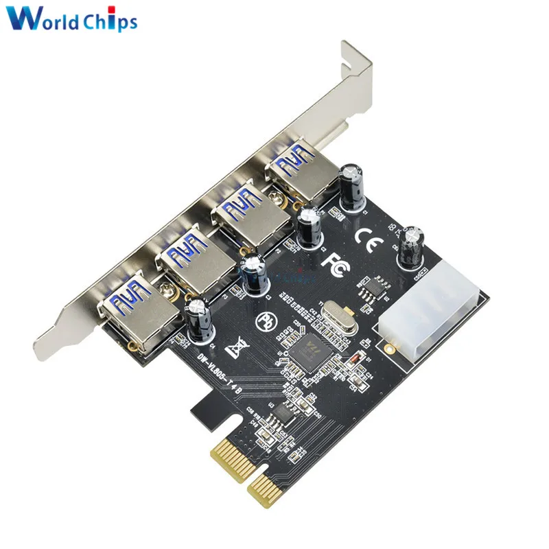 Плата расширения PCI E с 4 портами USB 3 0 адаптер Express 5 Гбит/с Карта контроллера для