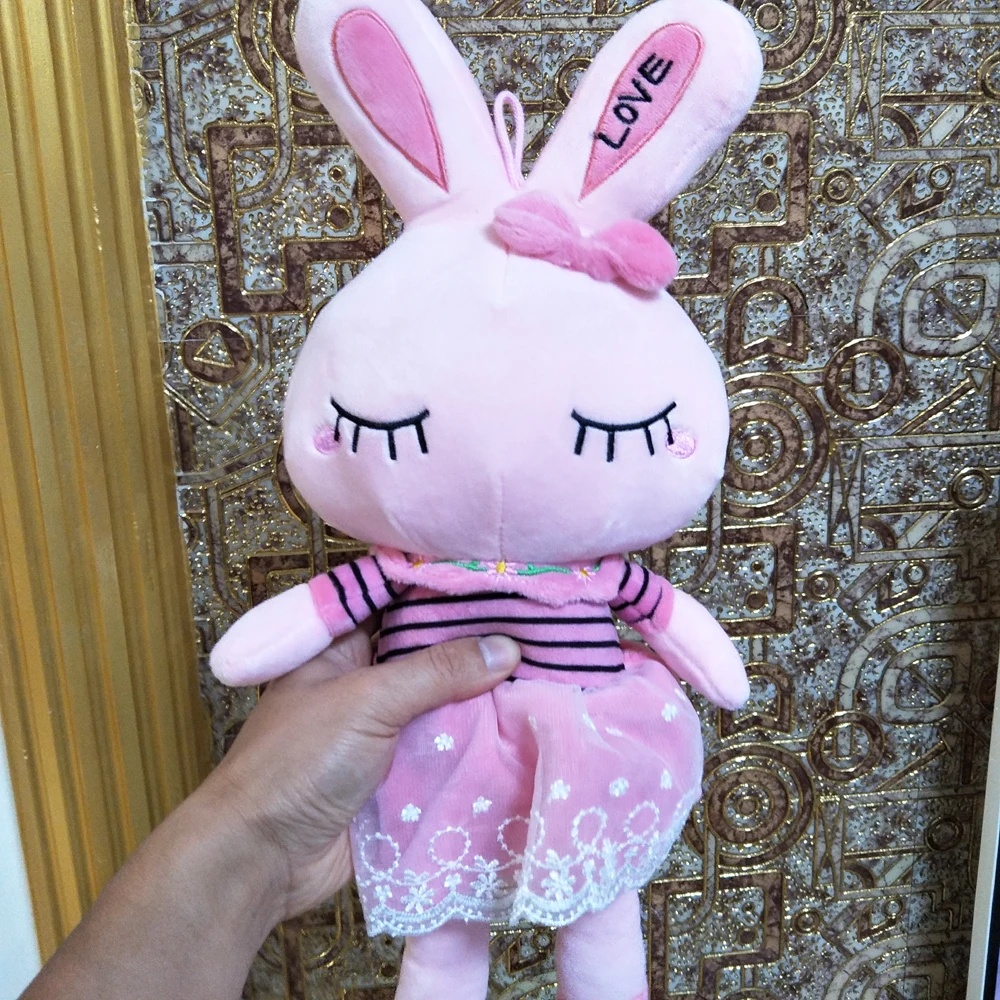 Детская плюшевая игрушка розовый кролик закрытый глаз животное подарок на день