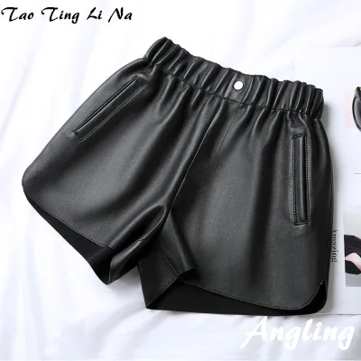 Tao Ting Li Na New Fashion Genuine Real Sheep Leather Shorts J2