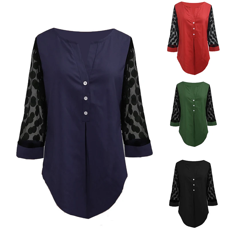Женская Асимметричная блузка с пуговицами и v образным вырезом 4XL 5XL размера плюс