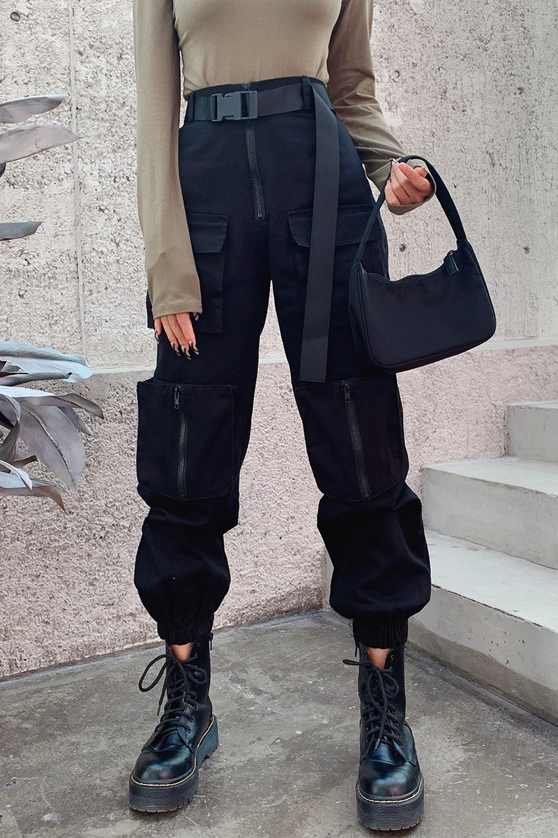 Брюки-карго Женские Унисекс с поясом повседневные Джоггеры в стиле Харадзюку