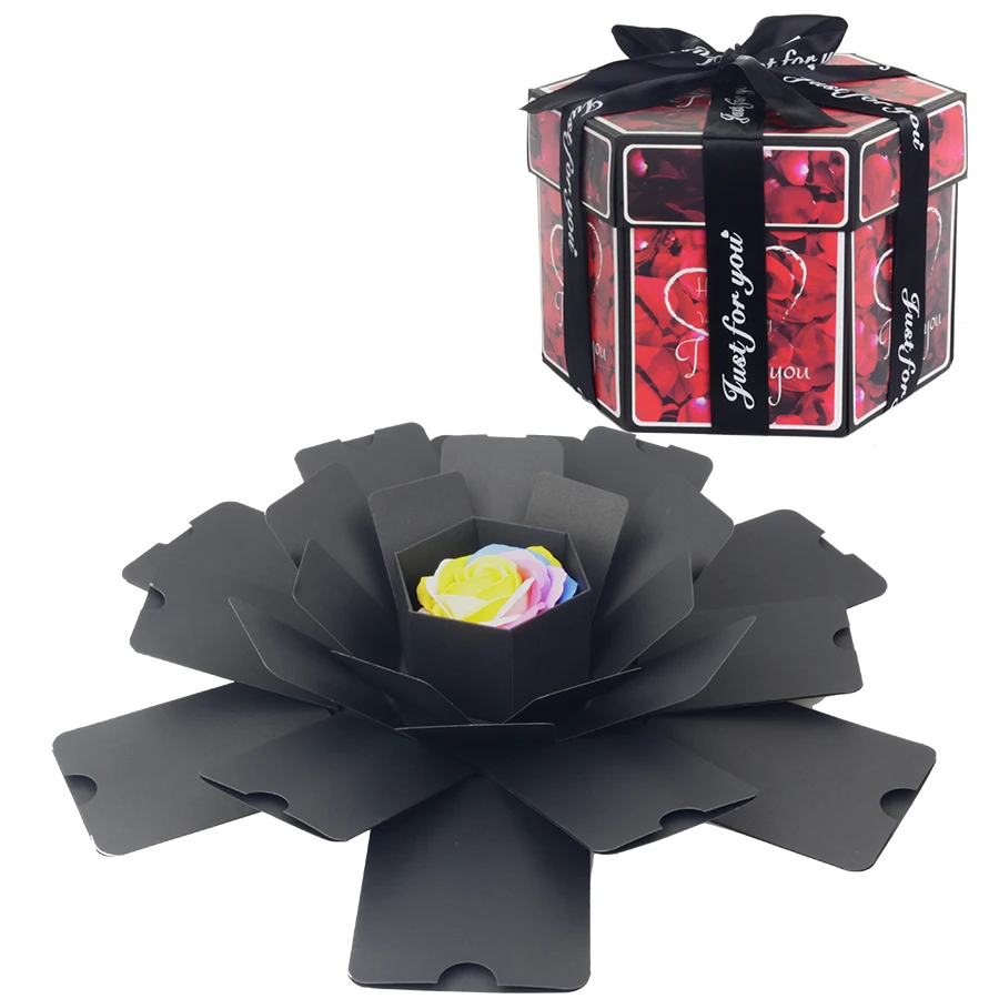 

Hexagon Shape Surprise Explosion Box DIY Scrapbook Photo Album Romantic Wedding Gift Box for Valentine Christmas Day Gift Craft