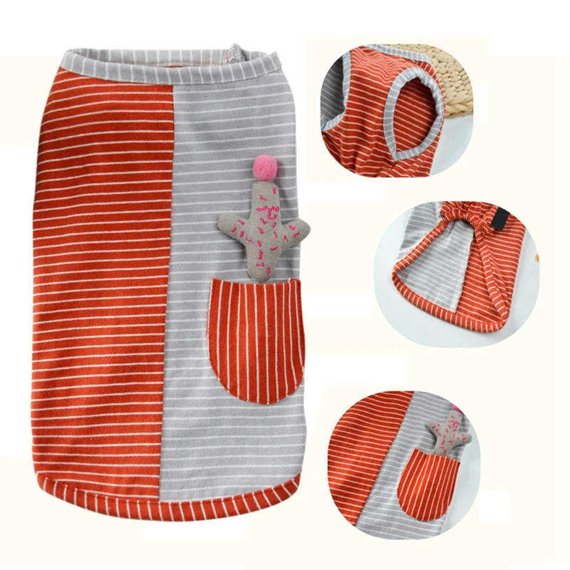 

Cute Cats Dog Clothes Summer Spring T-shirt Dog Vest Striped Cat Clothing Vest Pet Clothes Puppy T-shirt Small Dog Clothes New