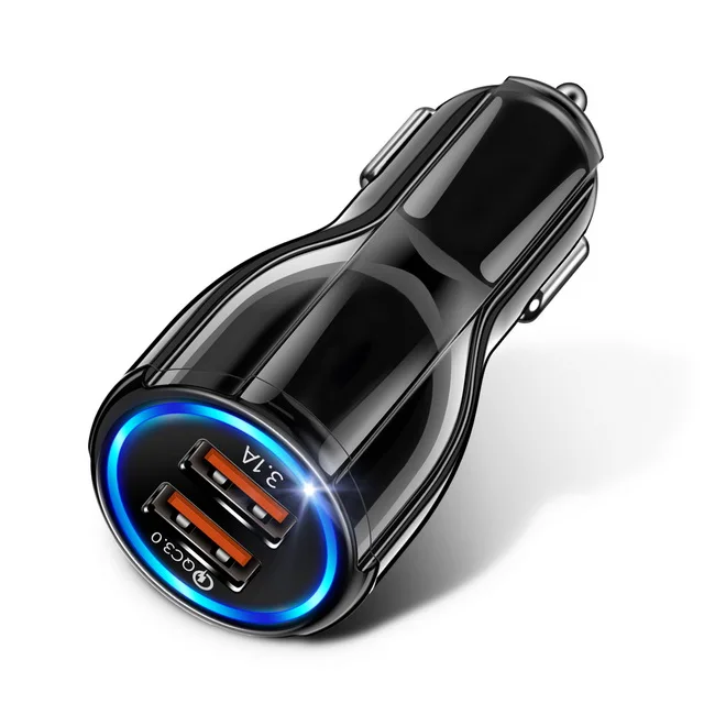 Black GETIHU 18 Вт 3.1A автомобильное зарядное устройство Quick Charge 3,0 Универсальный двойной USB быстрая зарядка QC для iPhone samsung Xiaomi Мобильный телефон в автомобиле - Тип штекера: Black