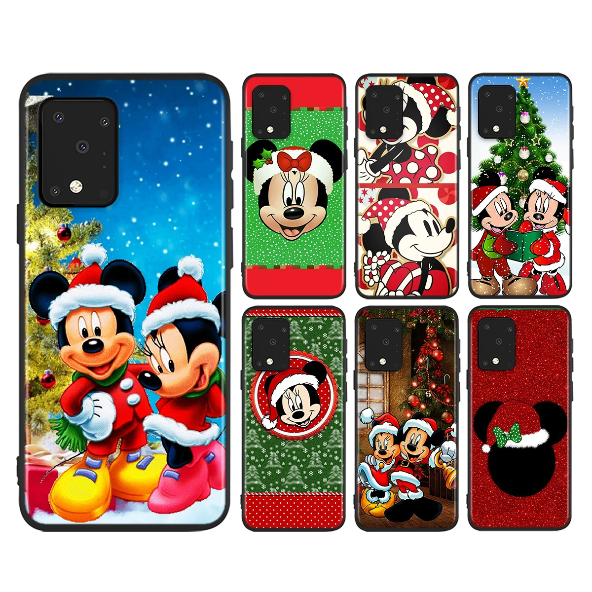 

Christmas Mickey Minnie Soft TPU Cover For Samsung A91 A81 A71 A51 5G UW A41 A31 A21S A21 A11 A03 A01 Core Black Phone Case
