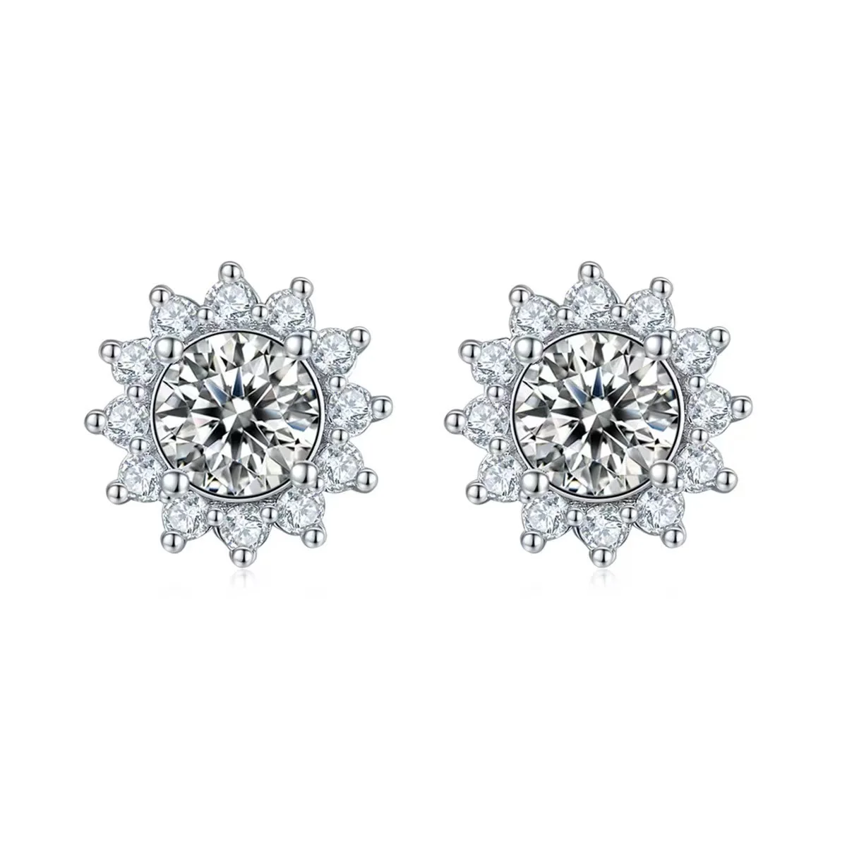 

Trendy D Color 0.5 Carat Sunflower Moissanite Diamond Earrings Women 100% S925 Silver Jewelry GRA VVS1 Moissantie Earrings Gift