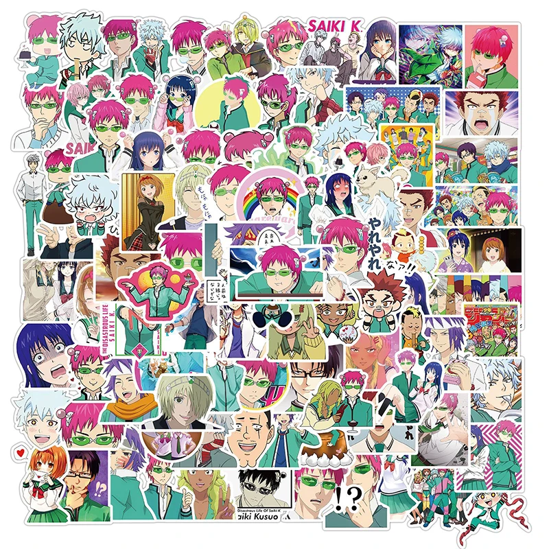 10/50/100Pcs Anime The Disastrous Life of Saiki K Stickers Saiki Kusuo Sticker For Laptop Skateboard Motorcycle Kids DIY Decals