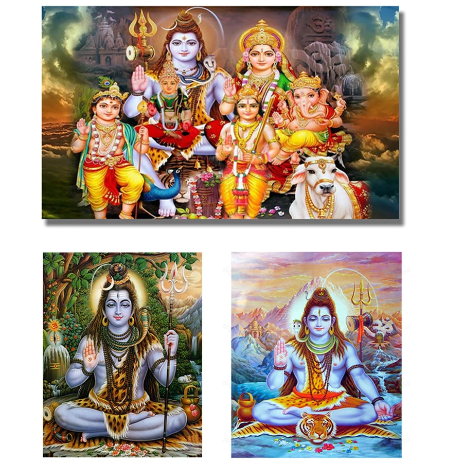 

Shiva Parvati Ganesha, индийский индуистский Бог, алмазная живопись, религиозная 5D мозаика, искусство индуистского бога