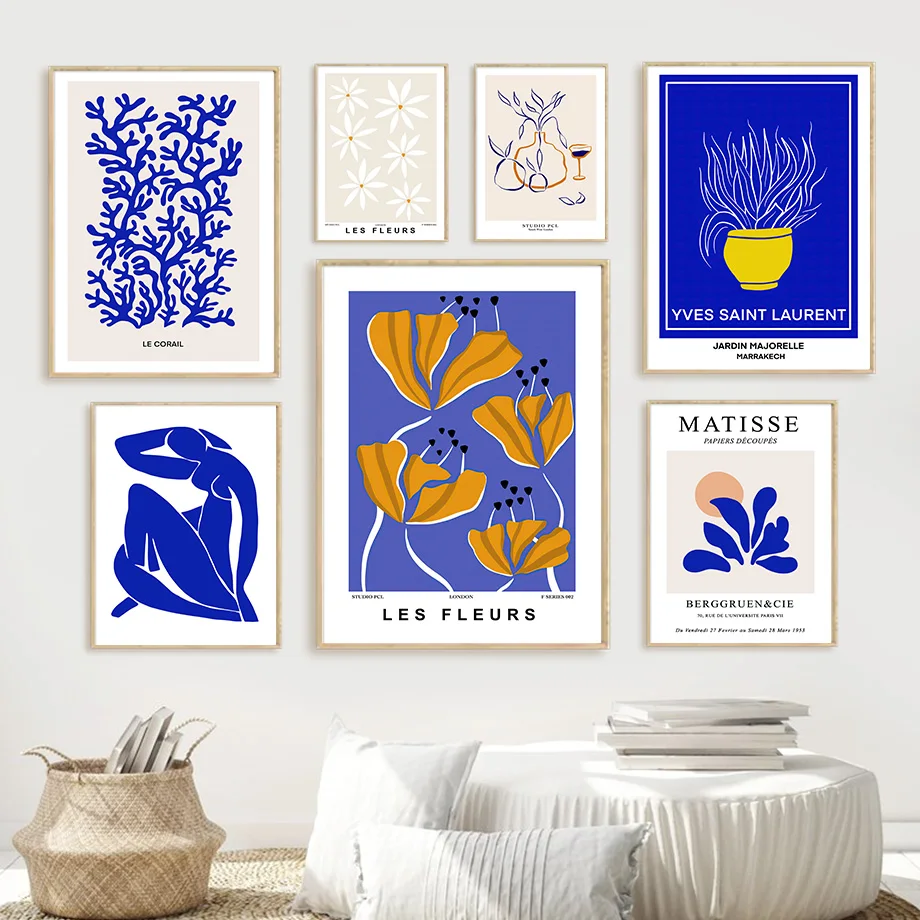 

Blue Les Fleurs Matisse Abstract Boho Wall Art Canvas Painting Posters And Prints Wall Pictures For Living Room Decor Aesthetics