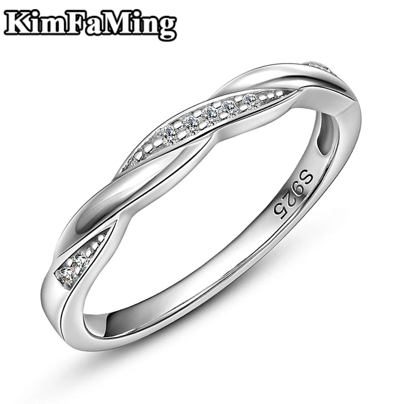 

Простые элегантные женские серебряные скрученные кольца, изящные женские циркониевые ювелирные изделия R100