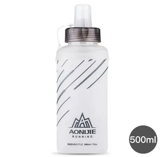 500ml Складная сумка для воды AONIJIE, бутылка для воды для бегущих напитков, фляга для занятий спортом на открытом воздухе, бегом, походом, походом, посуда для напитков, безвредная для здоровья, BPA 500 мл - Цвет: 500ml