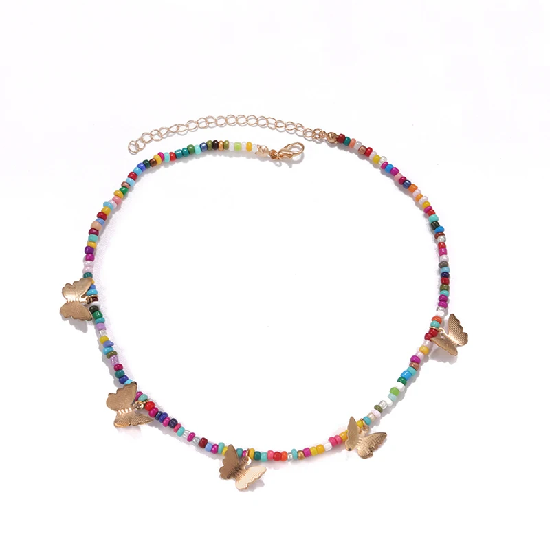 

Модный чокер с подвеской-бабочкой из бисера, женское ожерелье в богемном стиле, ювелирные изделия, подарки