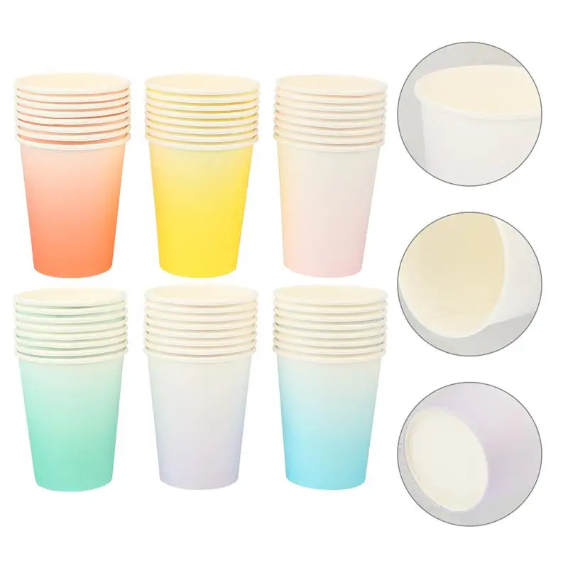 

48Pcs Prime Durable Chic Sturdy Beverage Paper Cup Gradient Color Paper Cup Disposable Cup