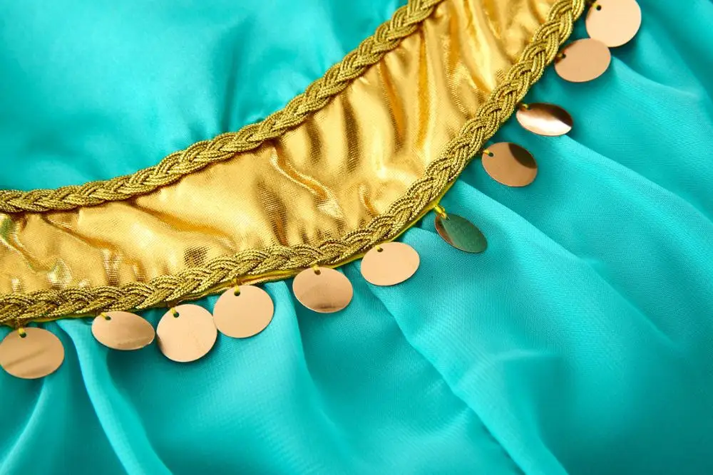 Aladdin Жасмин Принцесса косплей костюм для девочек Дети маскарадное платье Детское