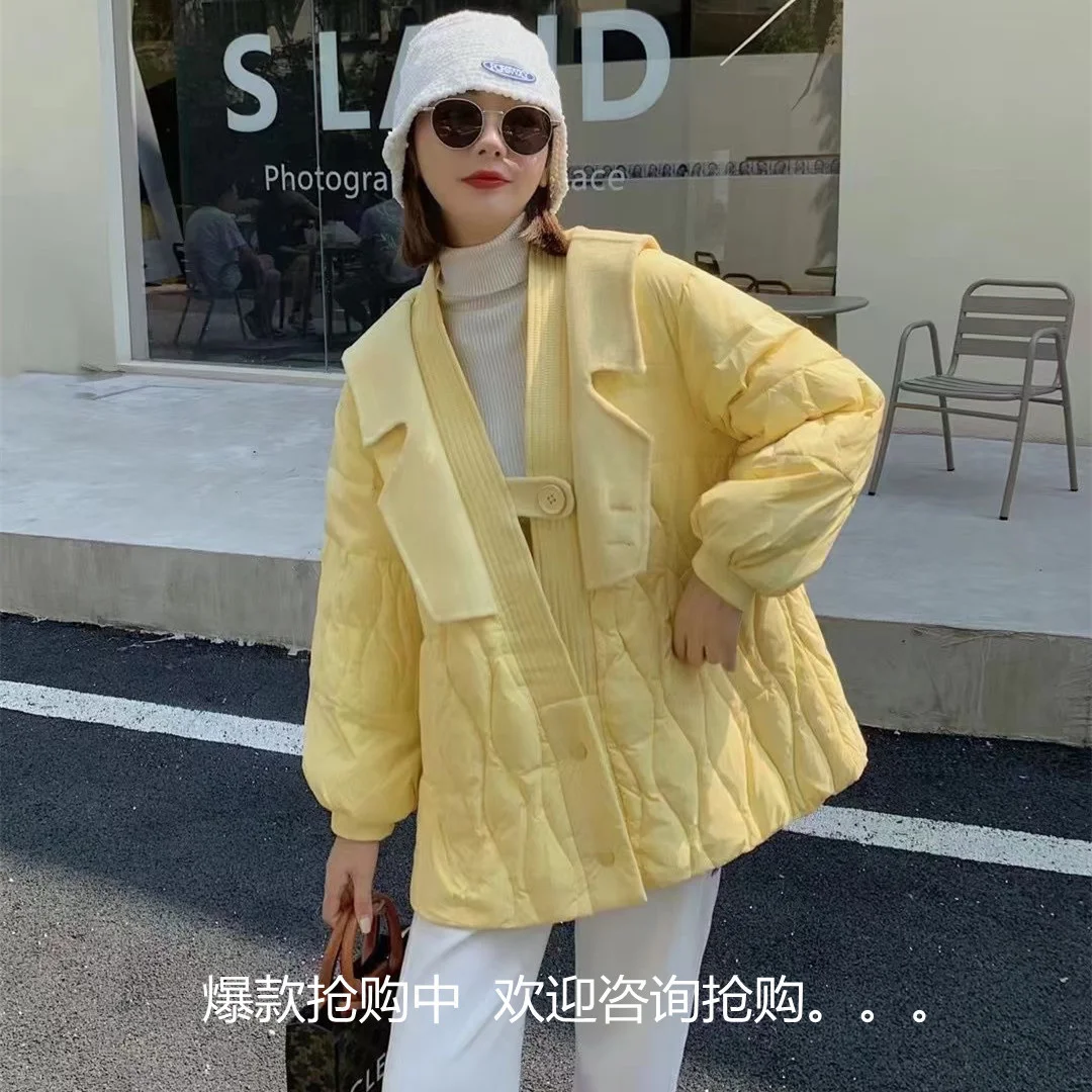 

Новинка 2021, женский пуховик в стиле сладкой Цин с ромбовидной решеткой, корейский белый утиный пух, красный пуховик