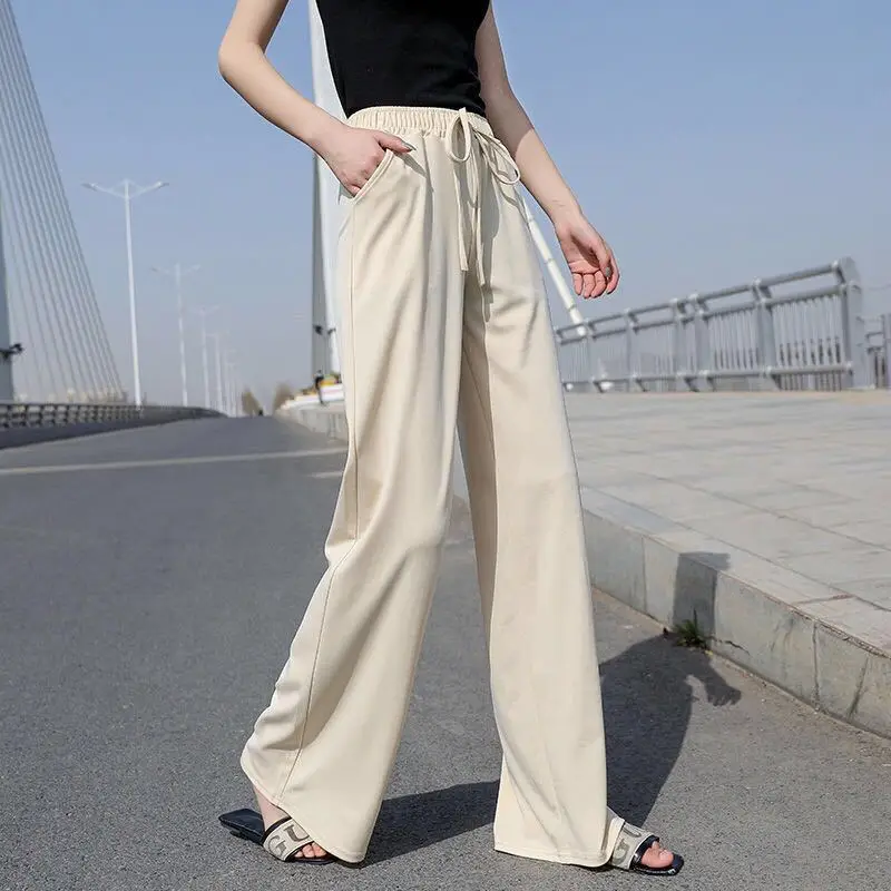 

2020 Women Casual Loose Wide Leg Pant Womens Elegant Fashion Preppy Style Trousers Female Pure Color Females New Palazzo Pants