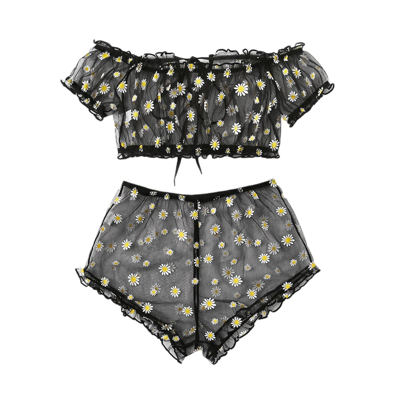 

FUFUCAILLM 2PCS/Set Off Shoulder Lace Up Bikinis Women Sweet Casual Short Sleeve Suits Swimsuits Beachwear Bathing Suits